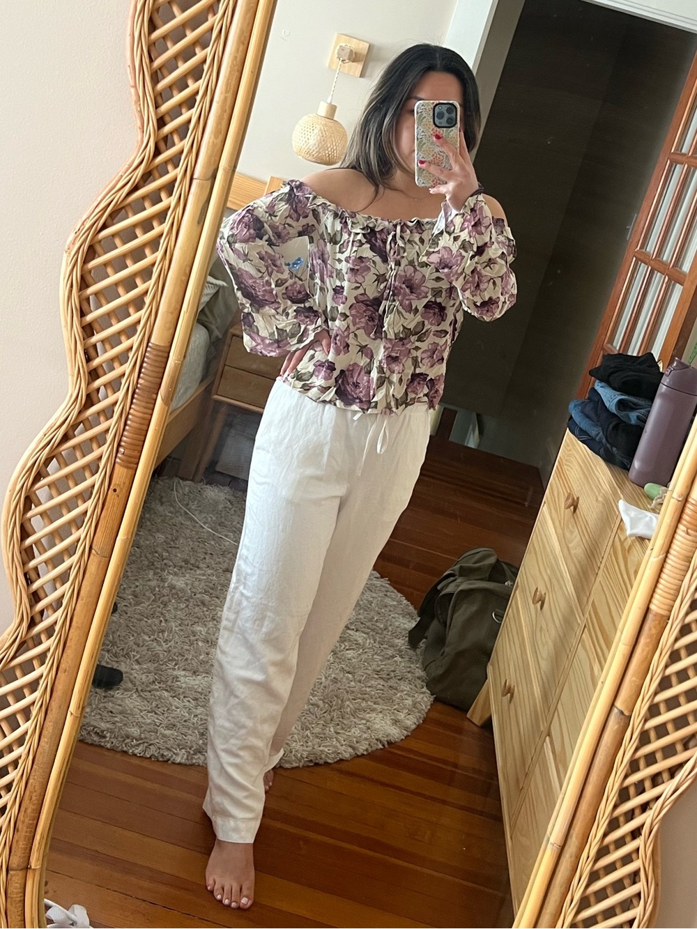Off-Shoulder Floral Blouse